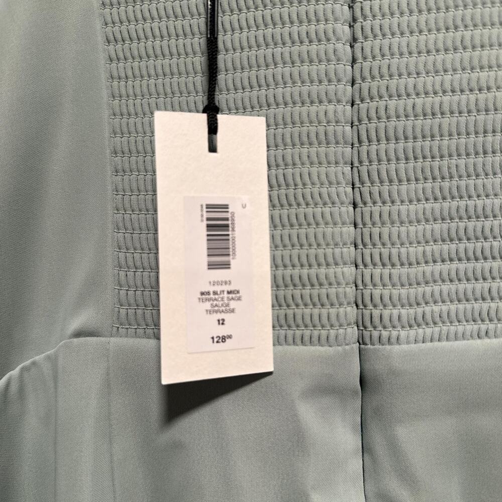 NWT Aritzia Babaton ’90s Slit Midi Dress Terrace Sage Green Size 12 Satin - Picture 5 of 5